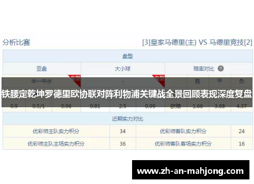 铁腰定乾坤罗德里欧协联对阵利物浦关键战全景回顾表现深度复盘 铁腰定乾坤罗德里欧协联对阵利物浦关键战全景回顾表现深度复盘